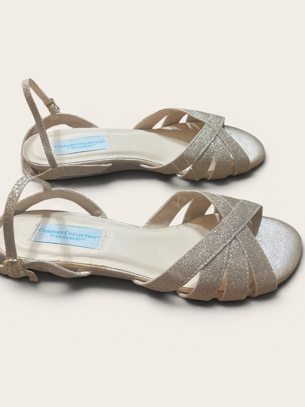 Comfort Collection “Dyeables Womens Glitter Slide Sandals in Rose Gold size 9